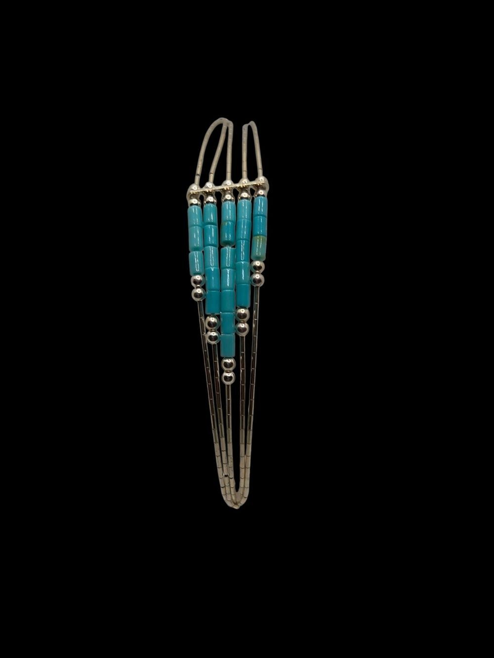 Vintage Liquid Silver 5-Strand Turquoise Arrow Bracelet